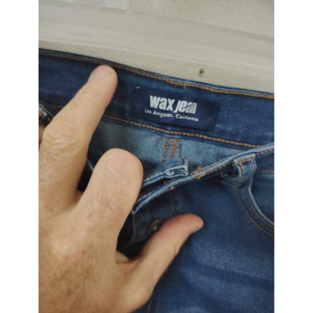 Wax Jean Los Angeles Dark Wash Denim Mini Skirt‎ Womens Size Medium Blue Stretch